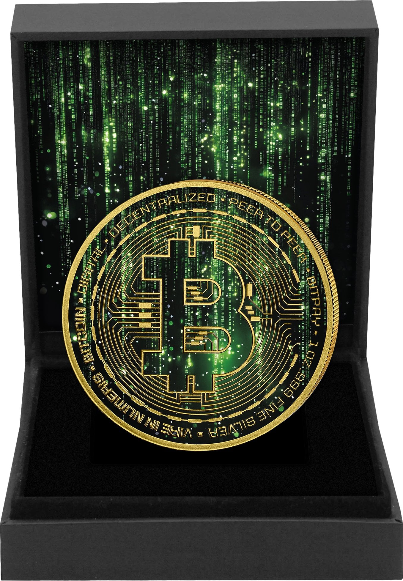 1 Unze Silber Smaragd Matrix Bitcoin (Auflage: 100 | teilvergoldet)