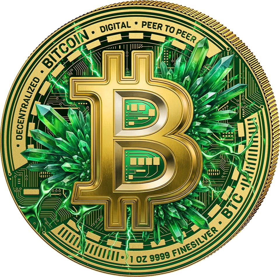 1 Unze Silber Bitcoin 2025 (Auflage: 100 | mit Aufsteller | teilvergoldet)