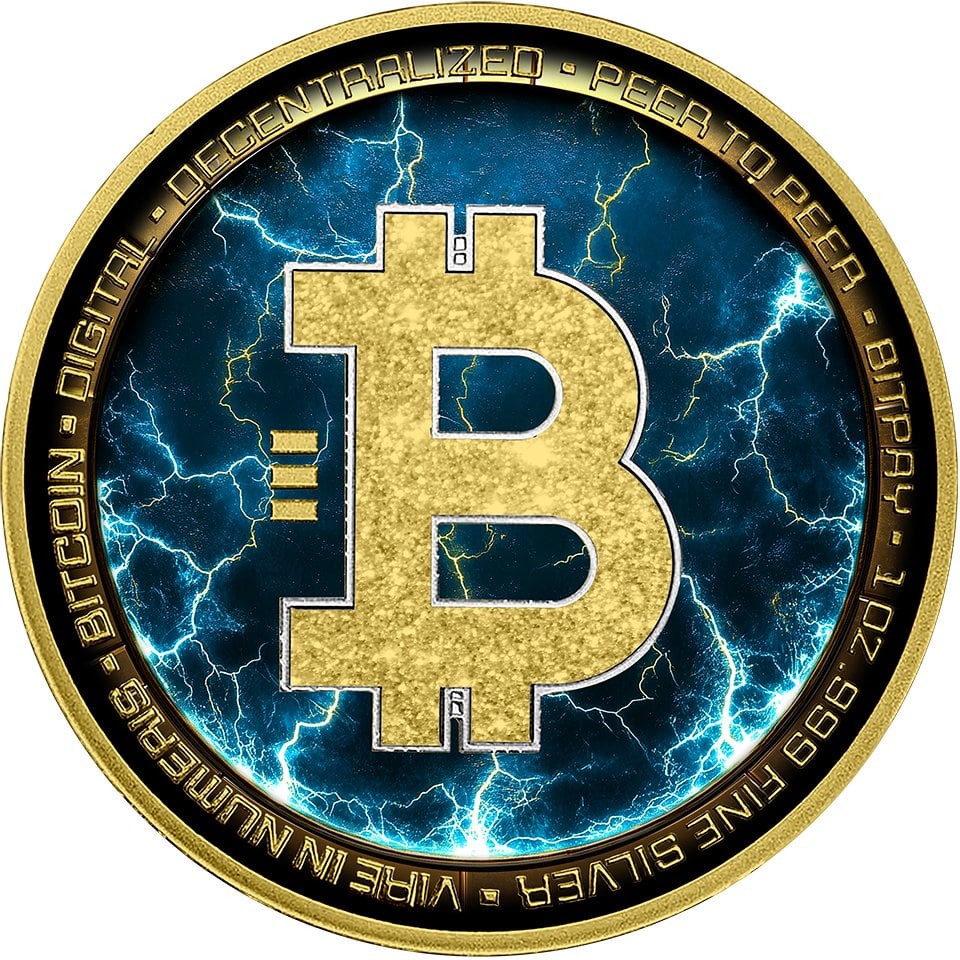 1 Unze Silber Thunder Bitcoin Iced Out (Auflage: 100 | teilvergoldet)